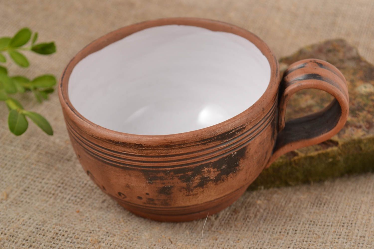 Tazza in ceramica decorativa fatta a mano tazza in argilla utensili da cucina
 foto 1