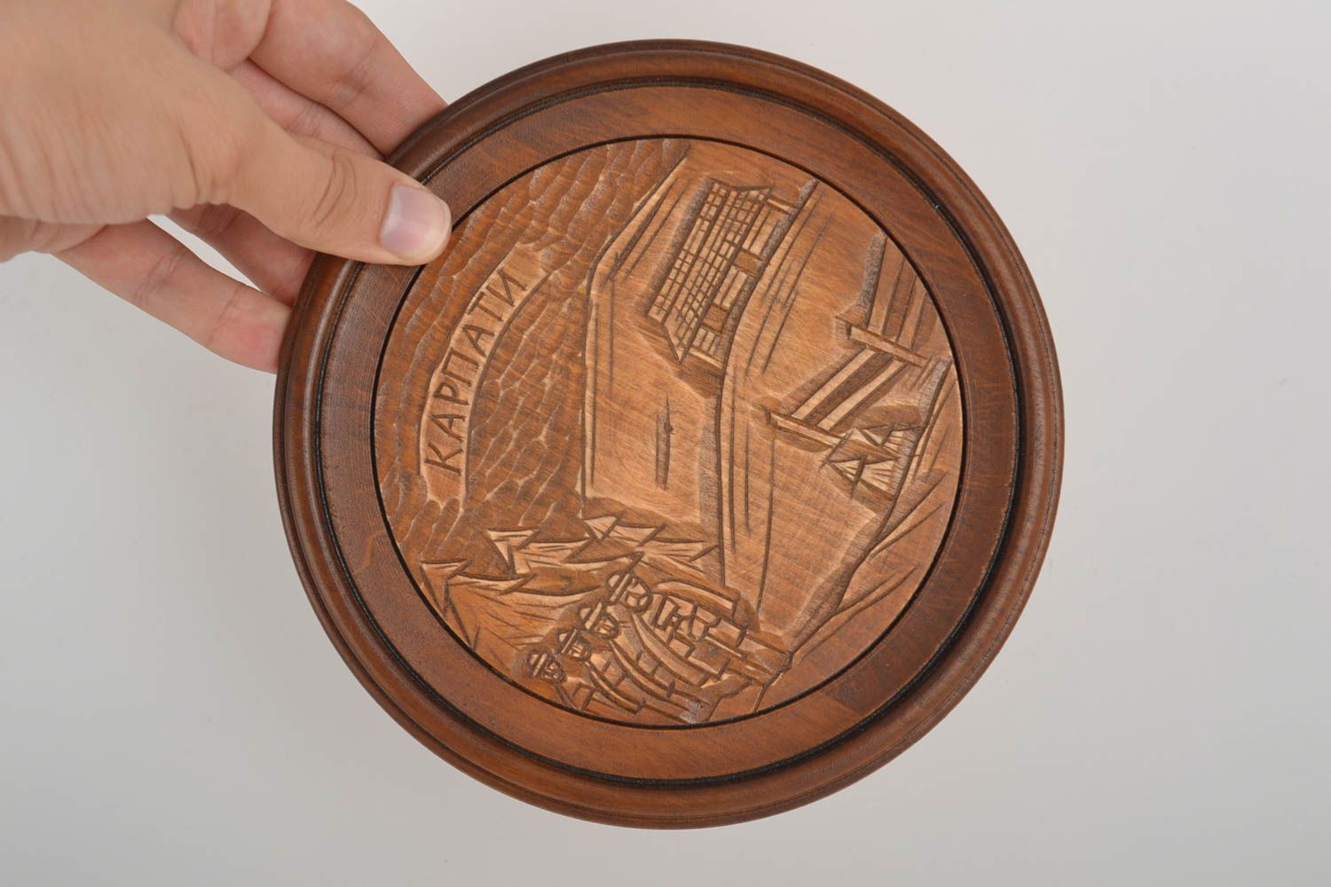 Wooden plate decorative plate handmade home decor wall hanging wooden gifts photo 5