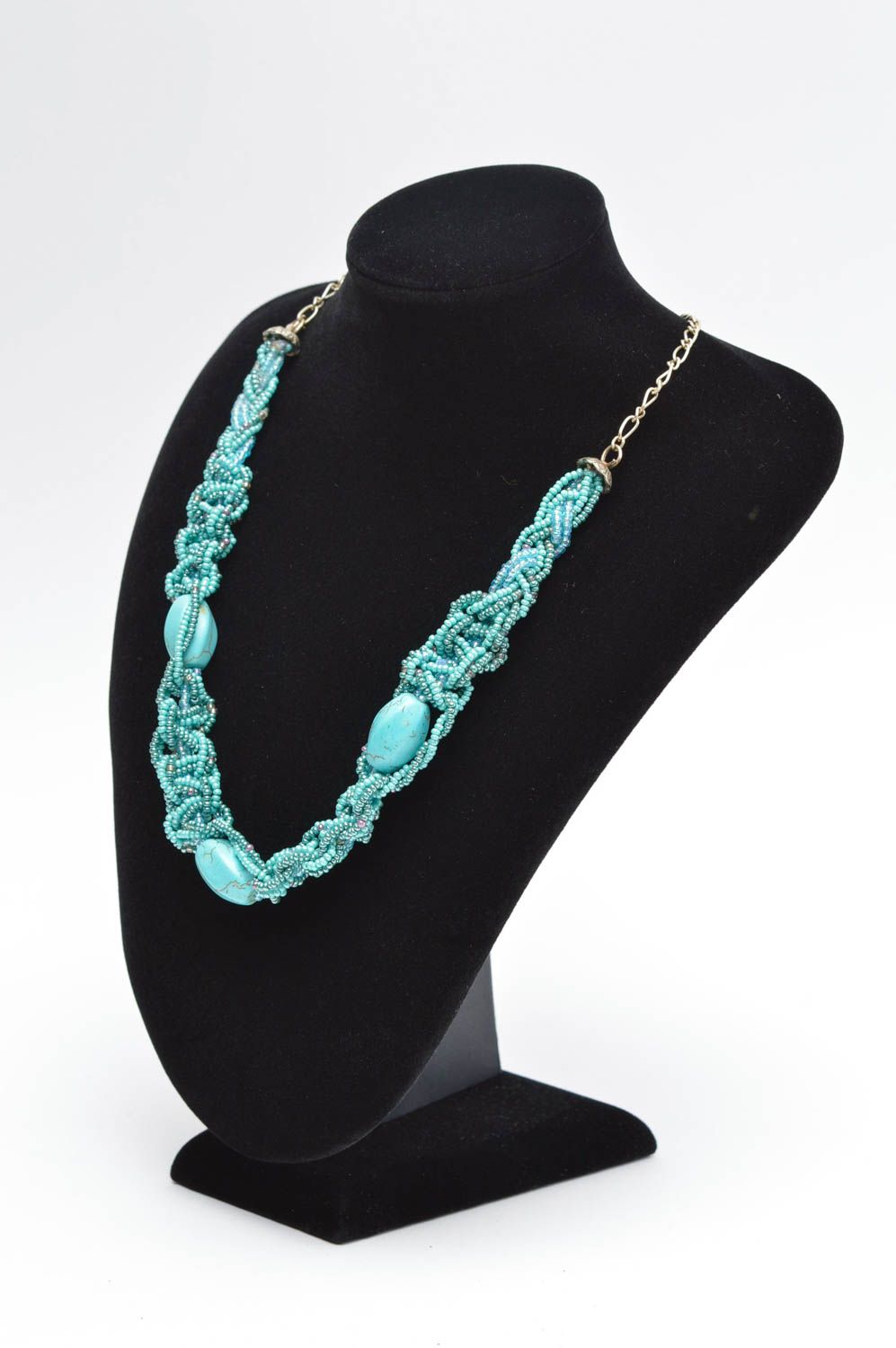 Handmade unusual blue necklace unusual designer necklace elegant jewelry photo 5
