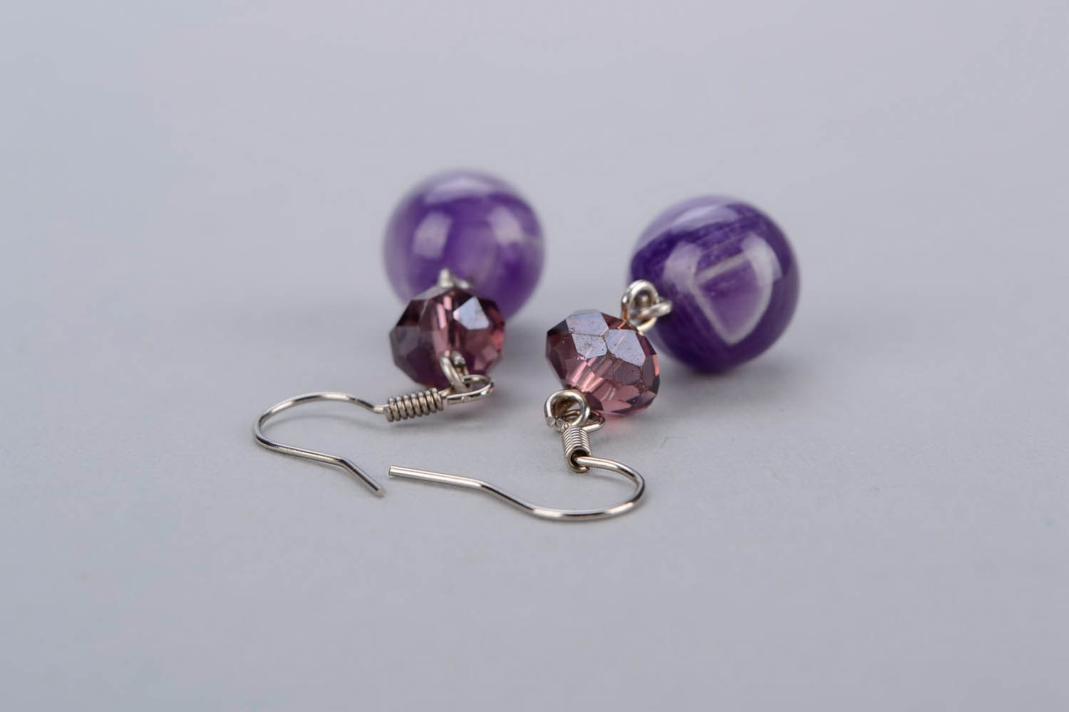 Ball earrings with amethyst photo 5