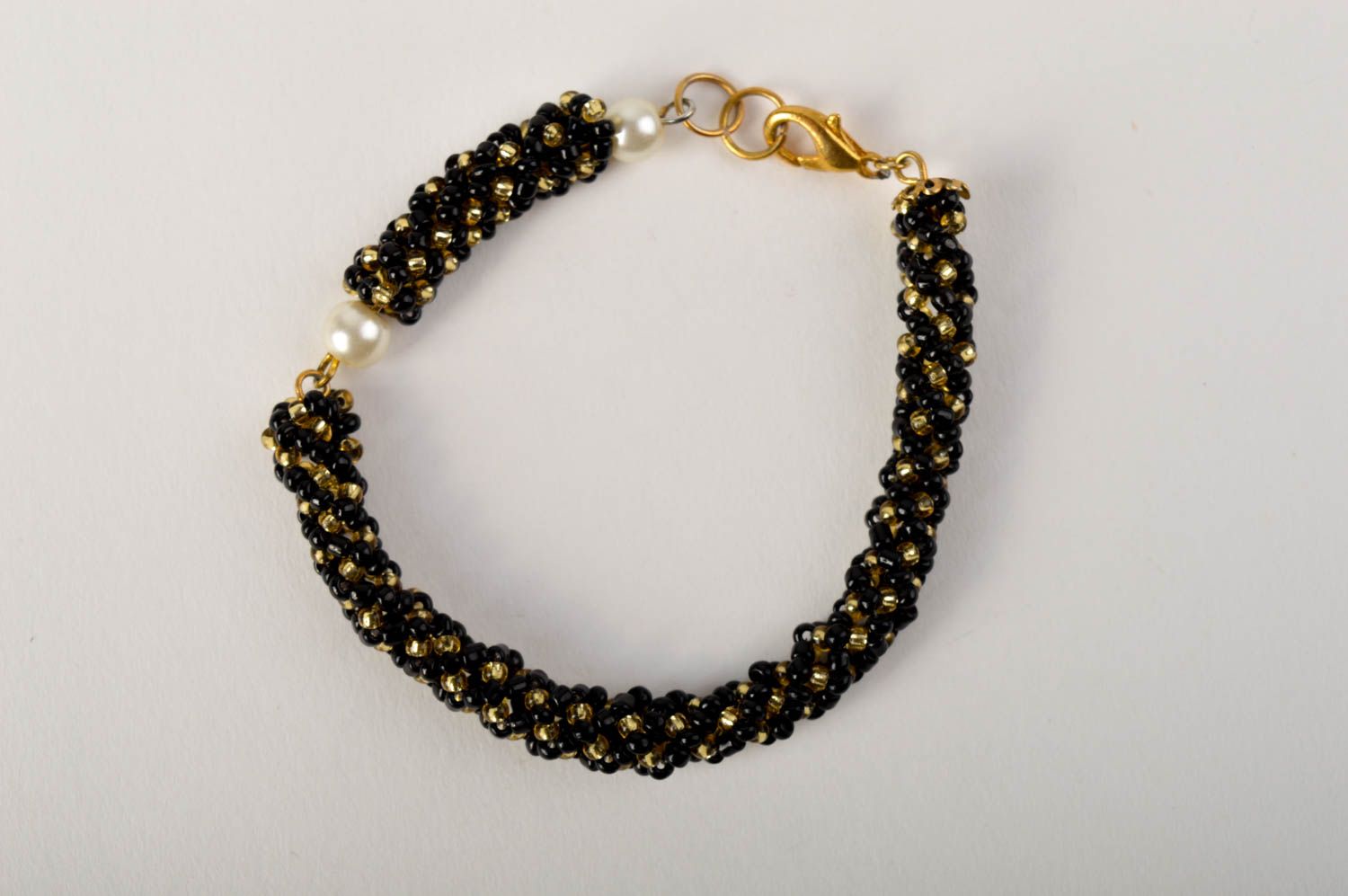 Bracelet perles rocaille design Bijou fait main noir Accessoire pour femme photo 2