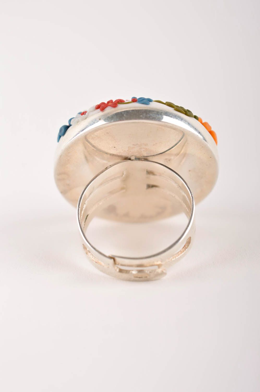 Перстень ручной работы украшение из полимерной глины украшение кольцо цветочное фото 3