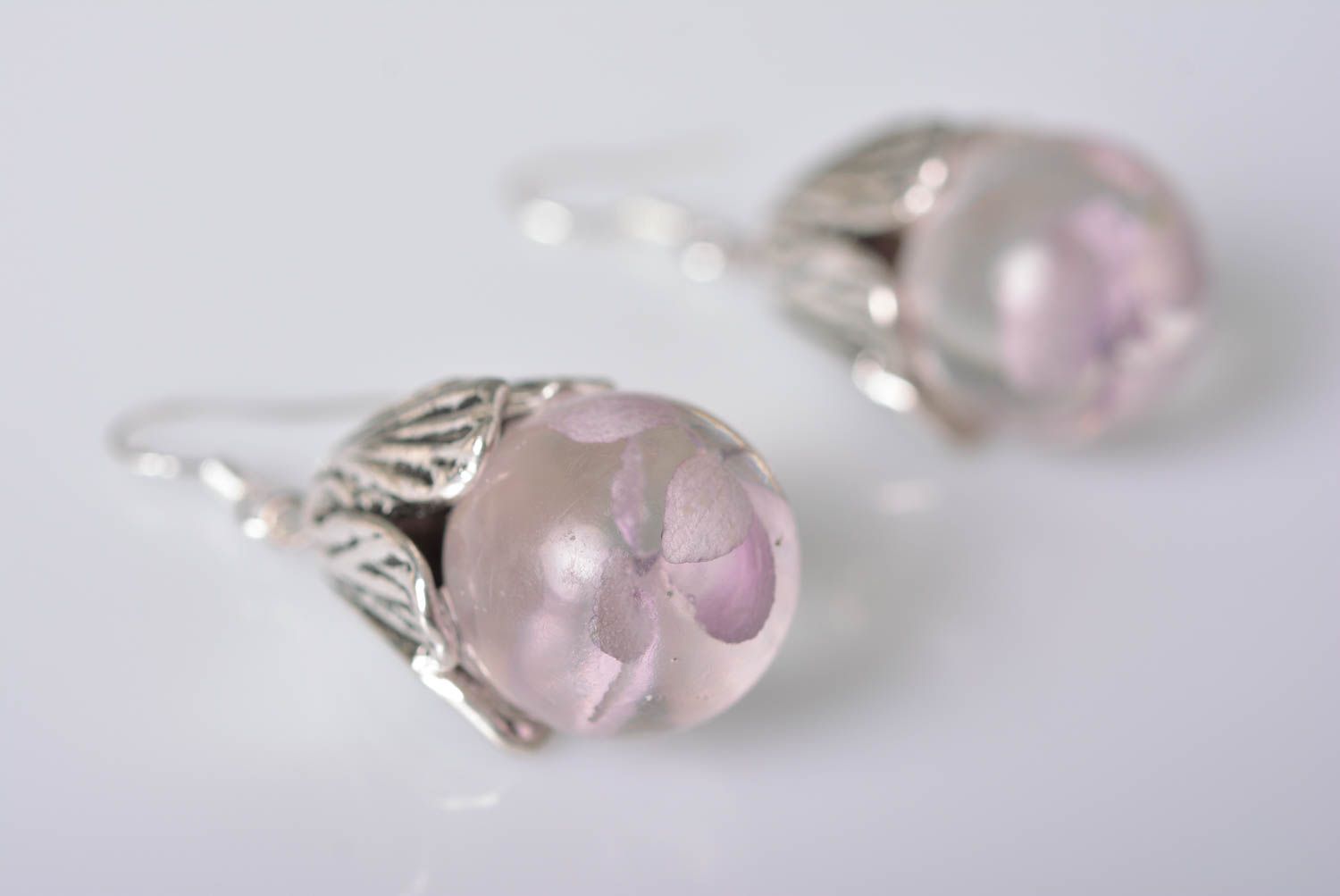Handmade violette Blumen Ohrringe Designer Schmuck Accessoire für Frauen  foto 3