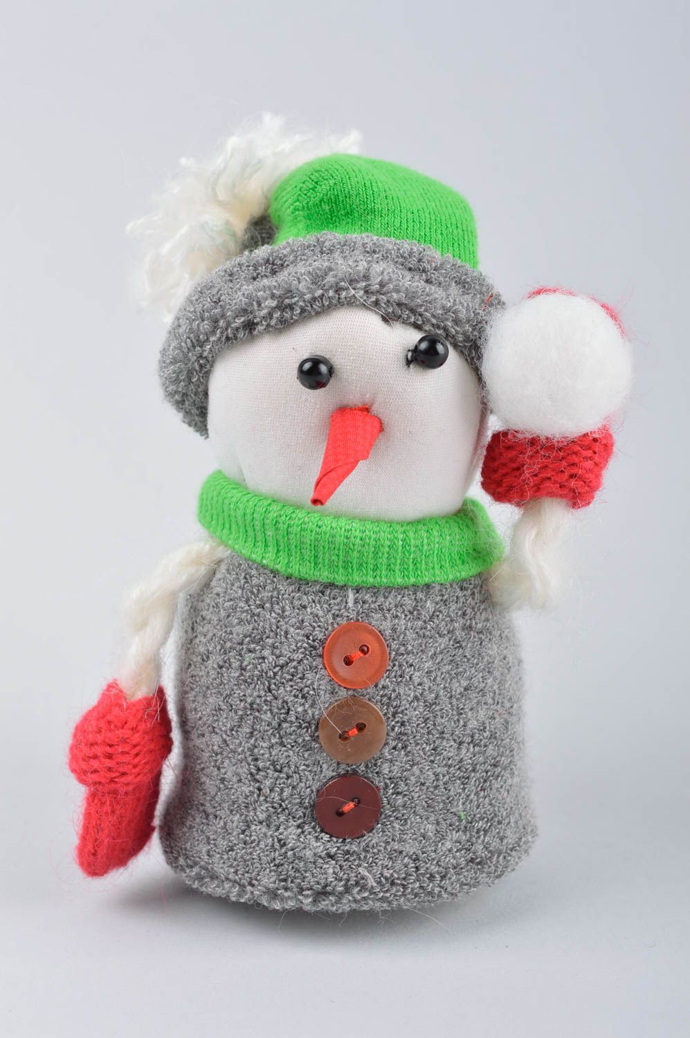 Новогодняя игрушка хэнд мэйд игрушка снеговик интерьерная игрушка подвеска  фото 2