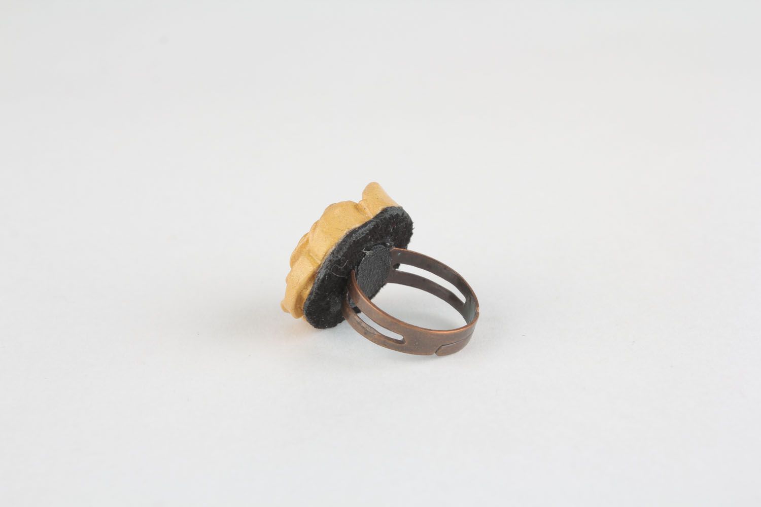 Ring aus Polymerton Gelbe Rose foto 2