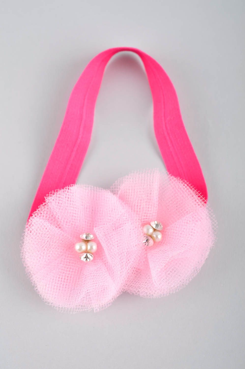 Повязка на голову ручной работы повязка для девочки розовая детская повязка фото 4