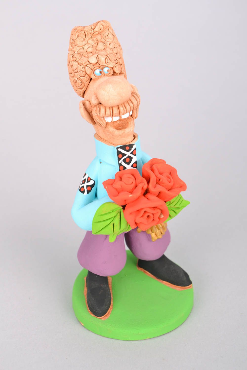 Clay figurine Cossack with Flowers photo 3