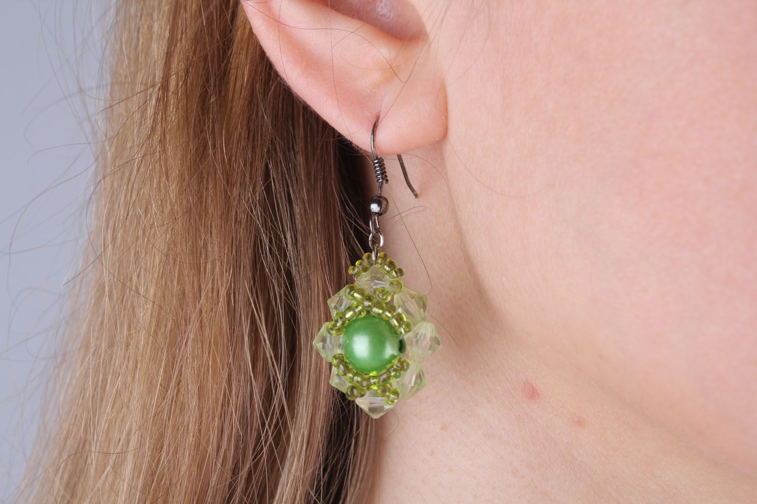 Boucles d'oreilles de perles de rocaille Vertes photo 5