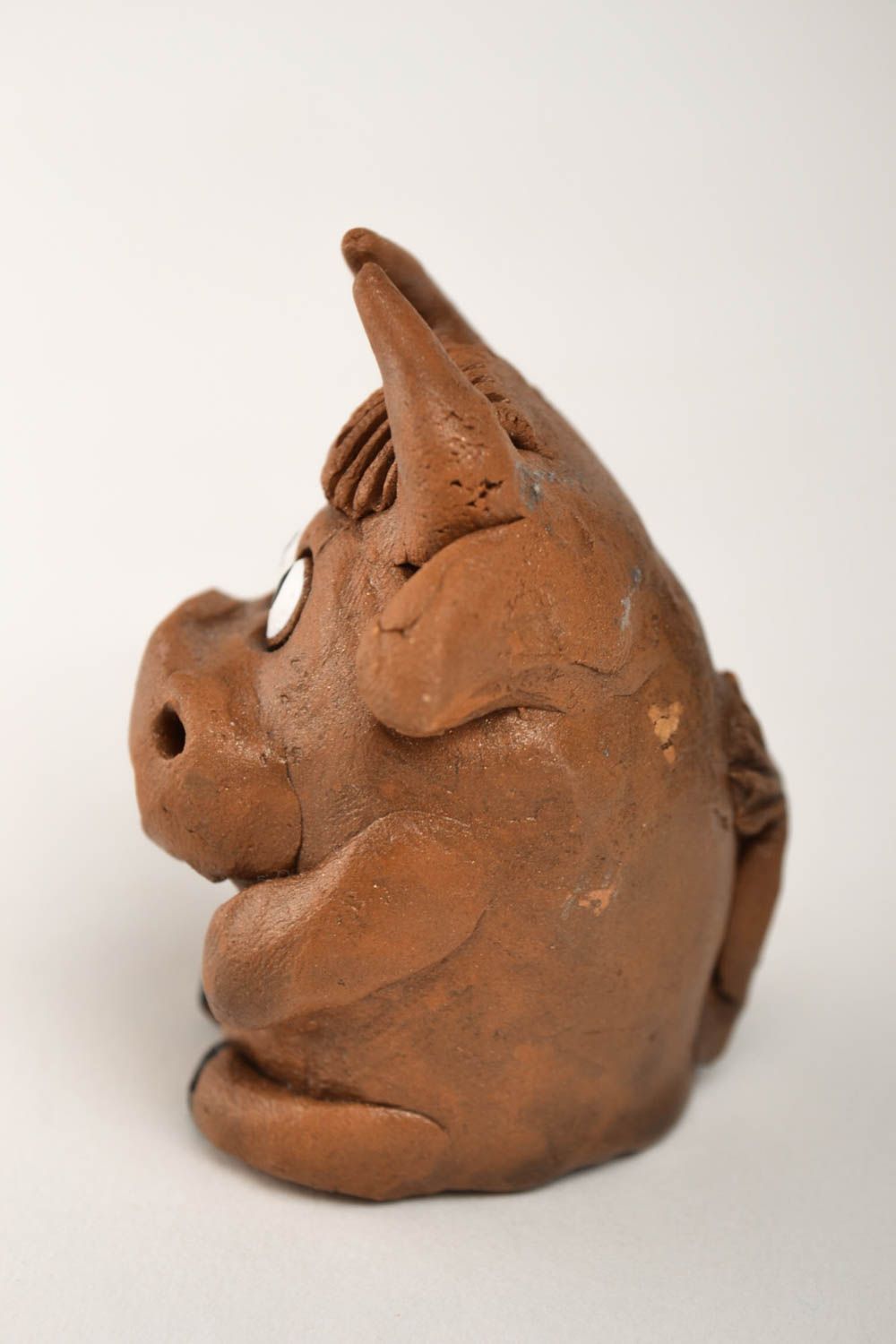 Mucca in ceramica fatta a mano figurina in terracotta souvenir originale foto 2