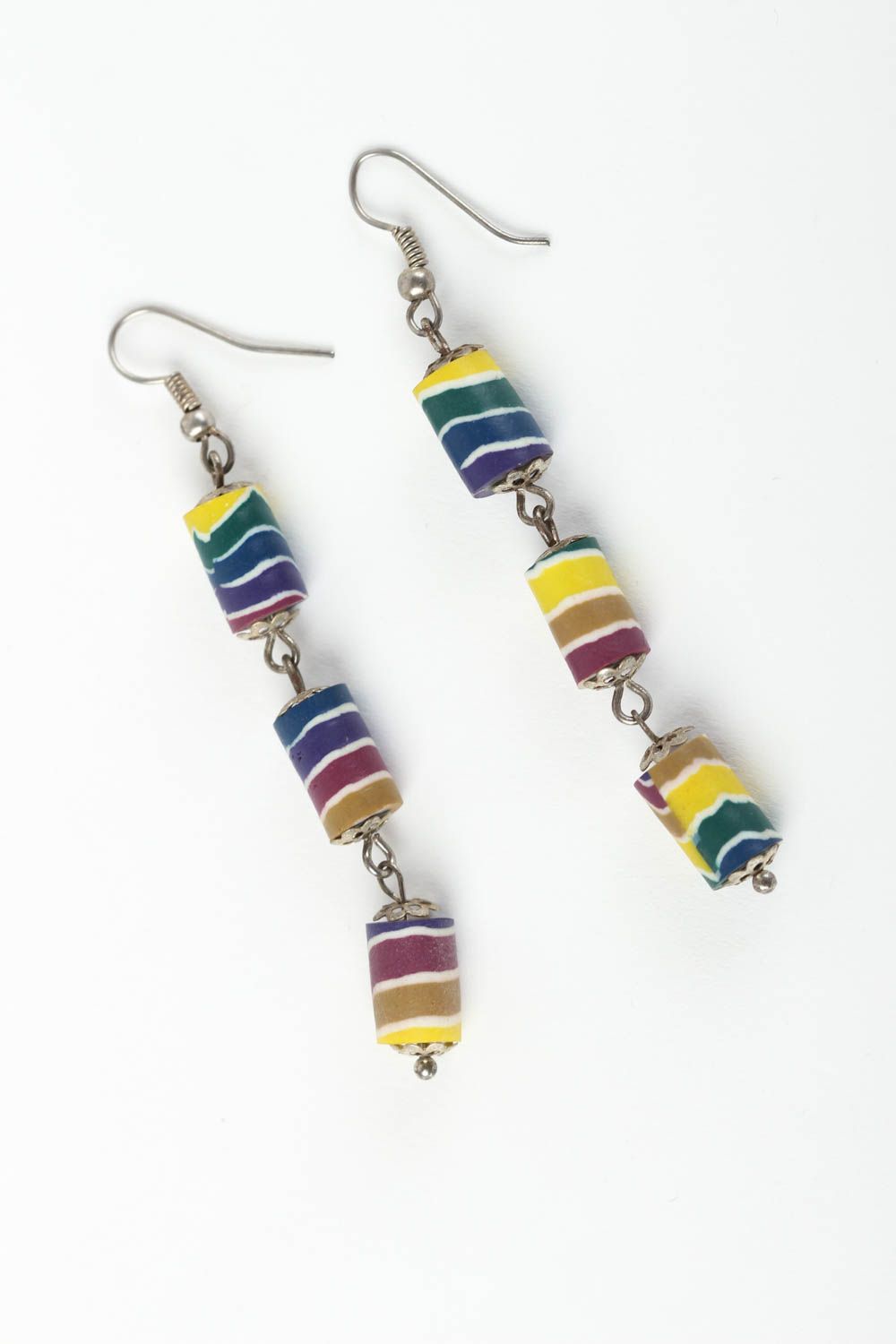 Bright handmade plastic earrings beaded earrings costume jewelry gifts for her photo 2