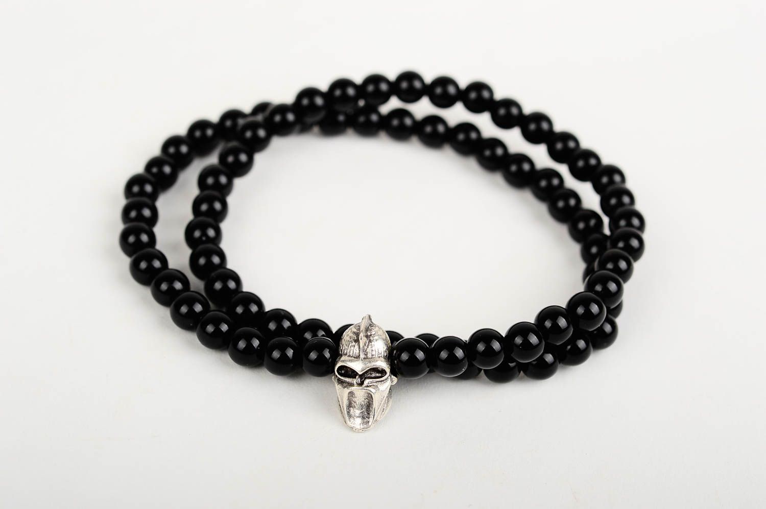 Double bracelet with beads handmade accessories wrist bracelet with skull   photo 1