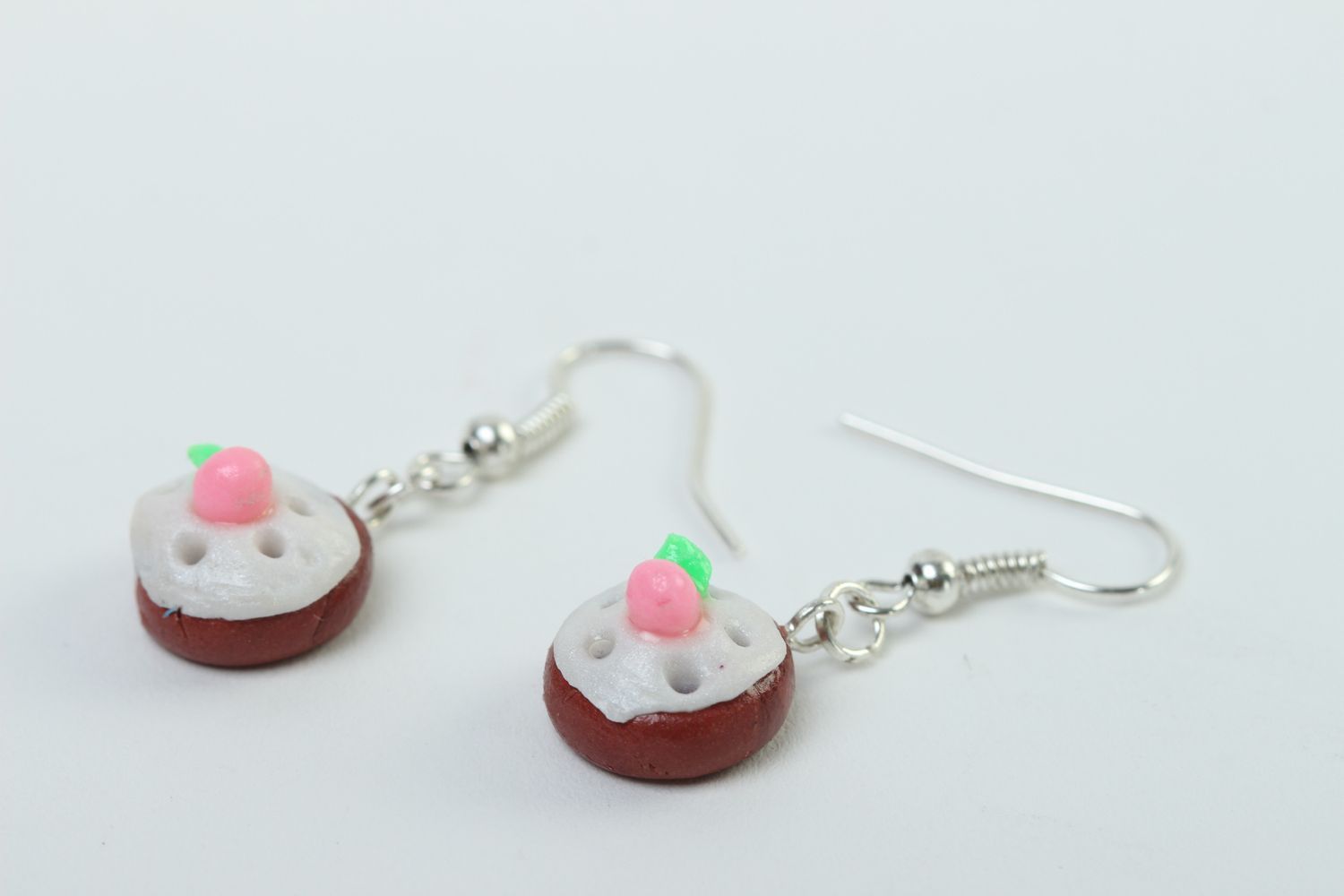 Stylish polymer clay earrings with charms handmade accessories for stylish girl photo 3