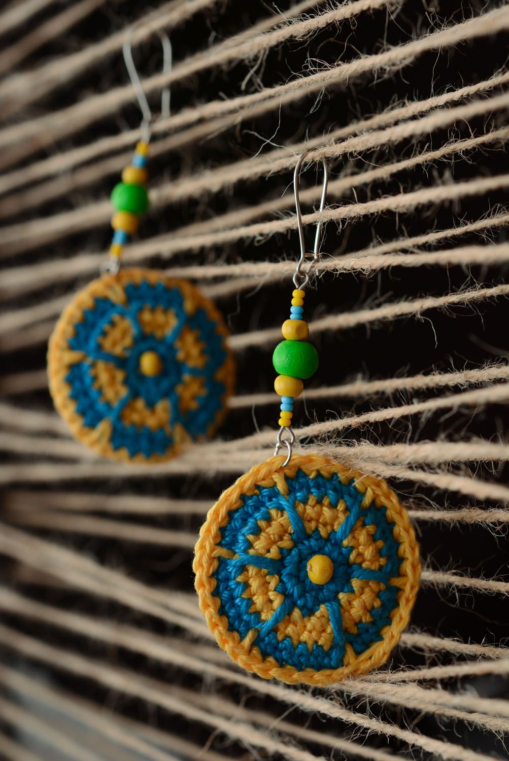 Crocheted round earrings photo 5