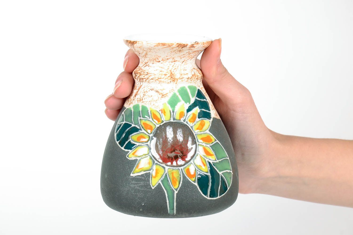5 inches handmade flower ceramic vase for table décor 0,85 lb photo 2