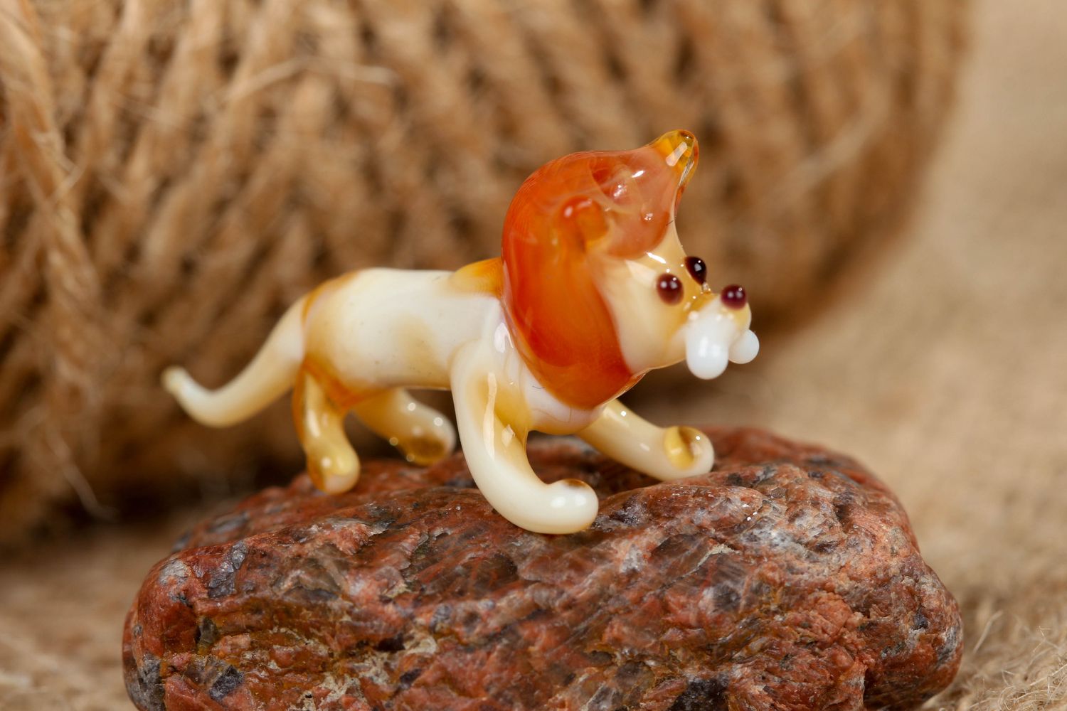 Collectible lampwork glass statuette of lion photo 4