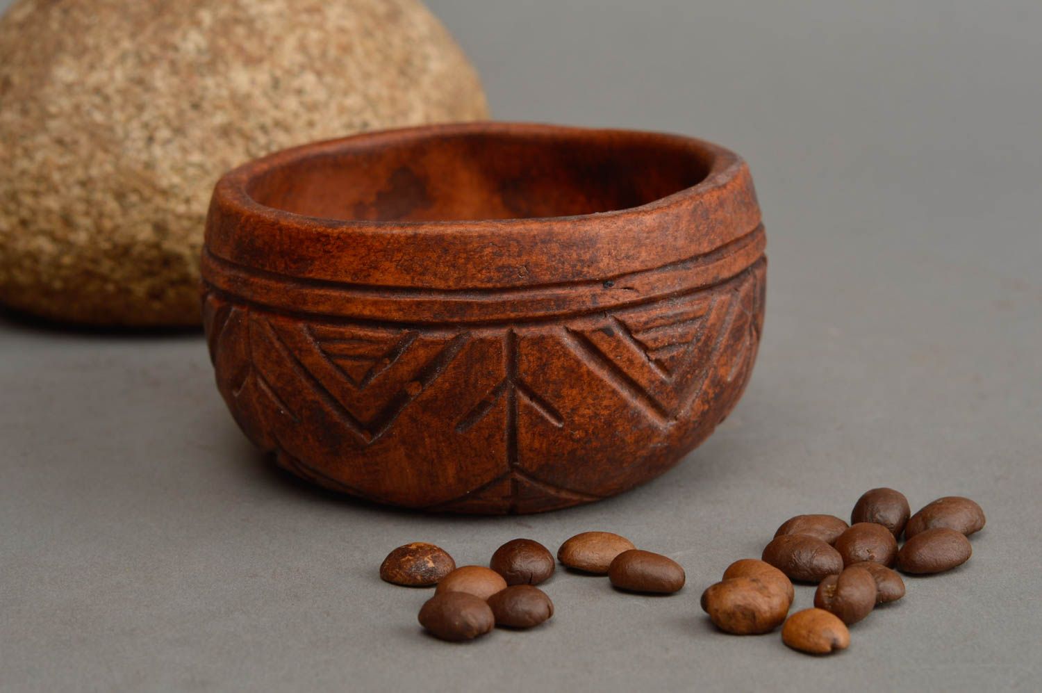 Handmade cute brown bowl unusual designer pottery stylish interior decor photo 1