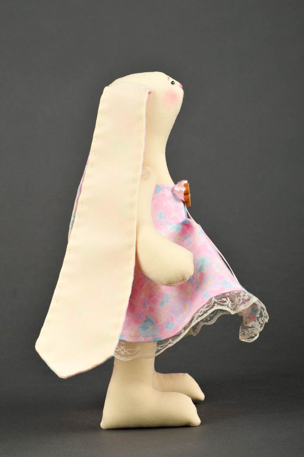 Игрушка заяц ручной работы авторская игрушка стильный подарок из ткани фото 3