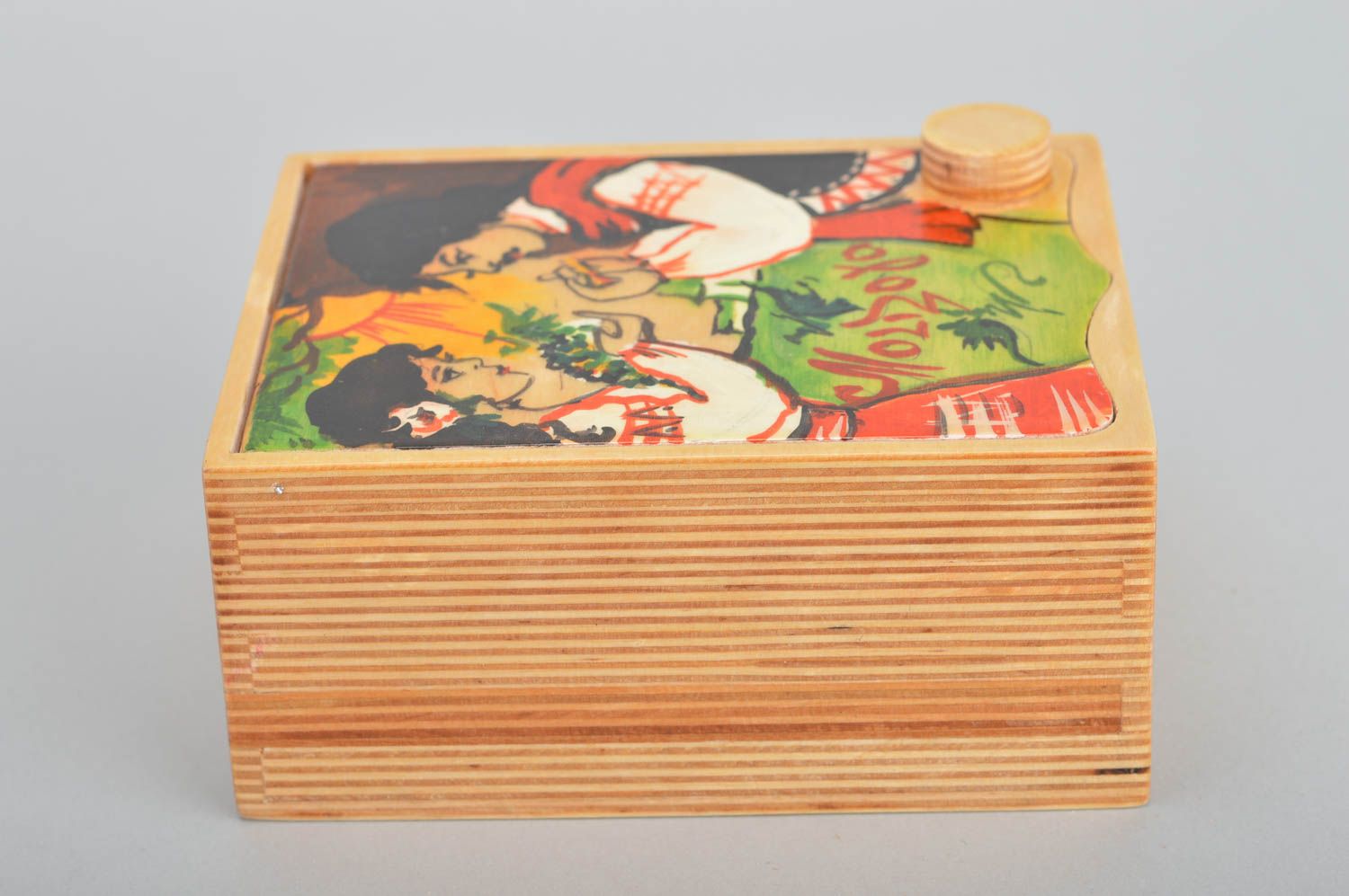 Holz Schatulle mit Bemalung für Schmuck handmade originell künstlerisch foto 2