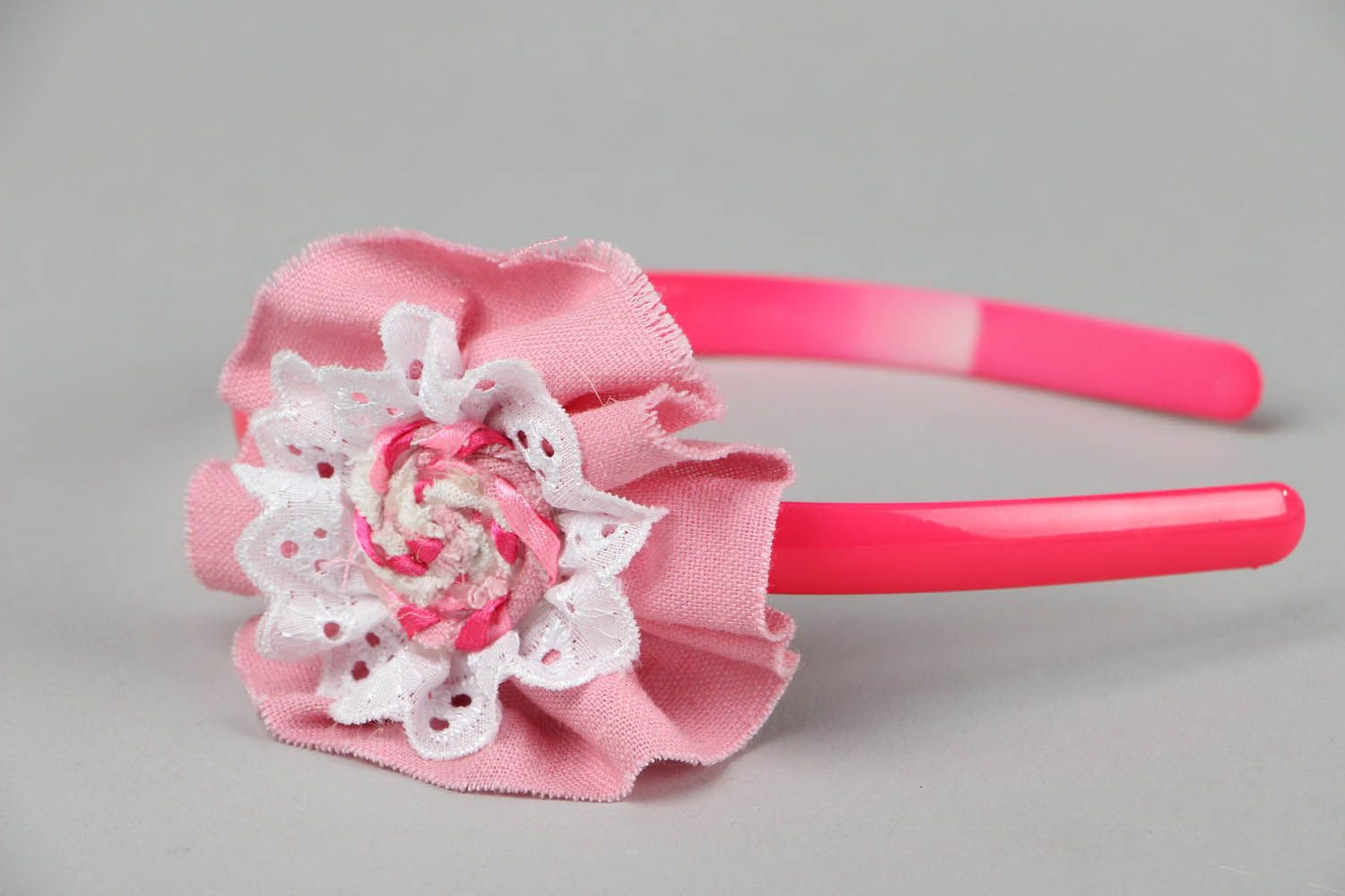 Pink hairband with flower photo 2
