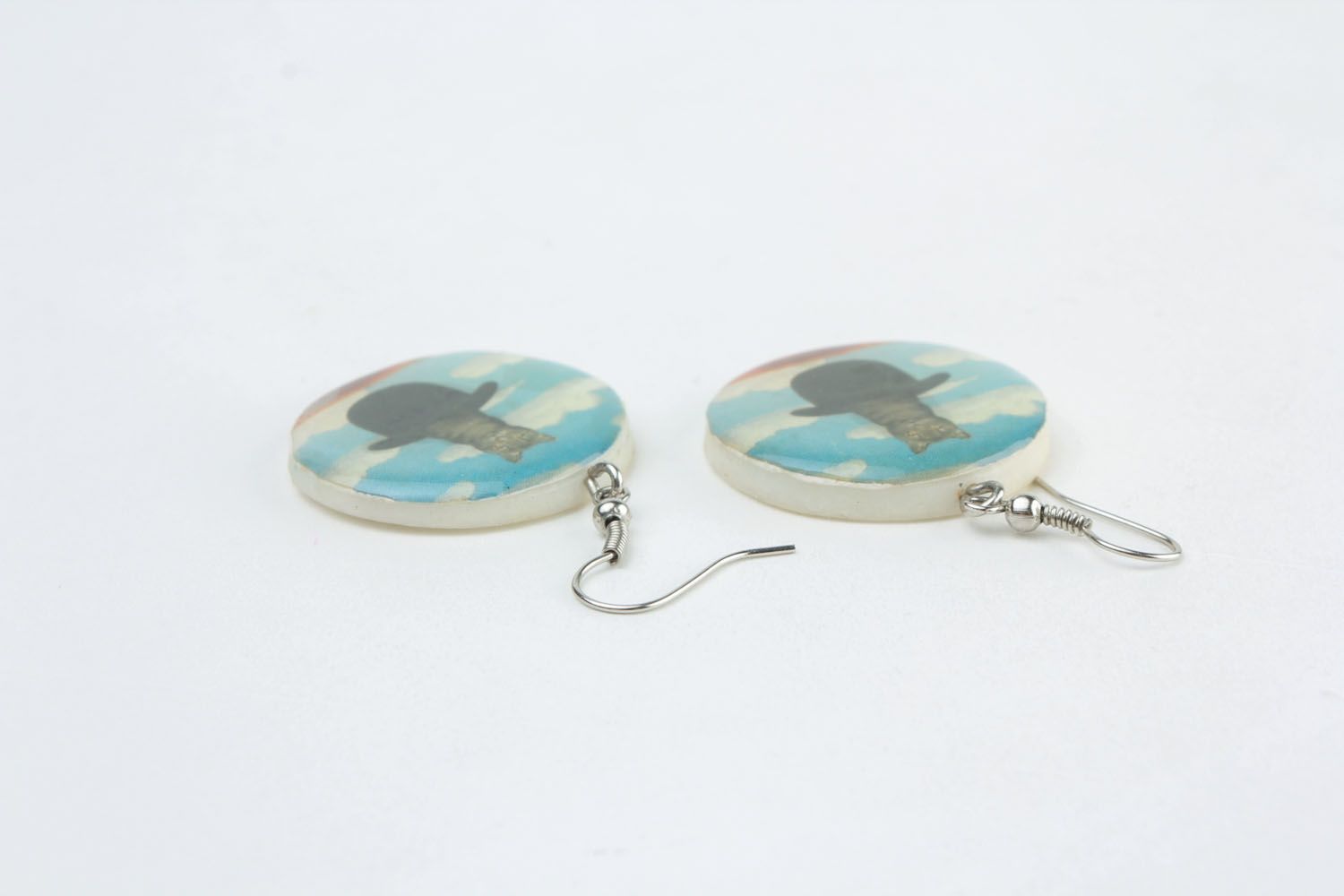 Earrings made of polymer clay and epoxy resin Cats photo 3