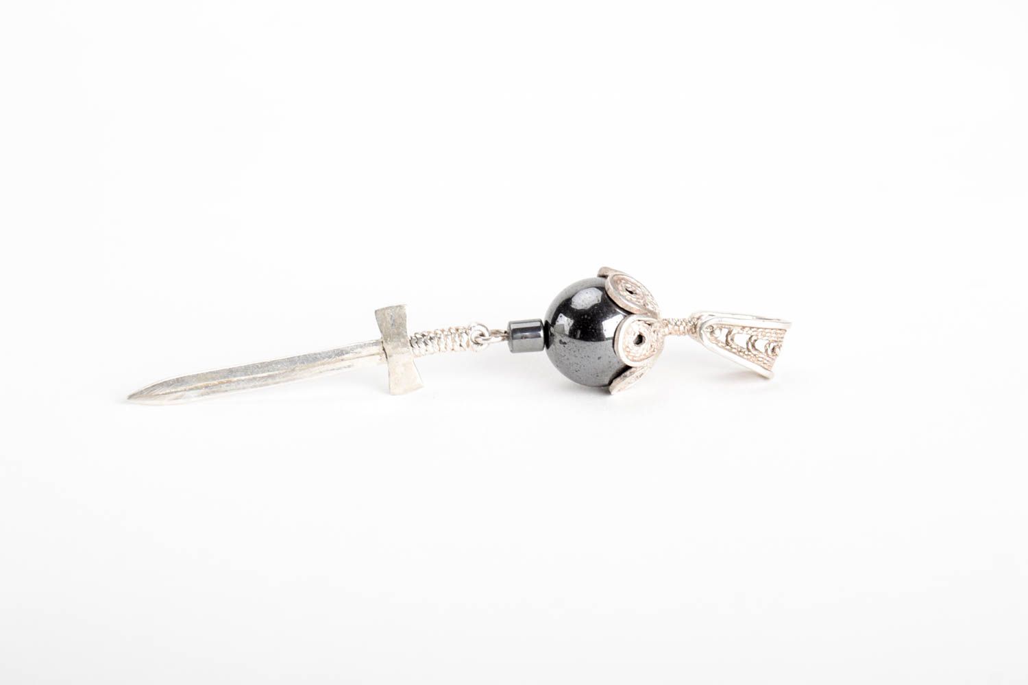 Handmade sword pendant unusual silver accessory beautiful pendant for girls photo 5