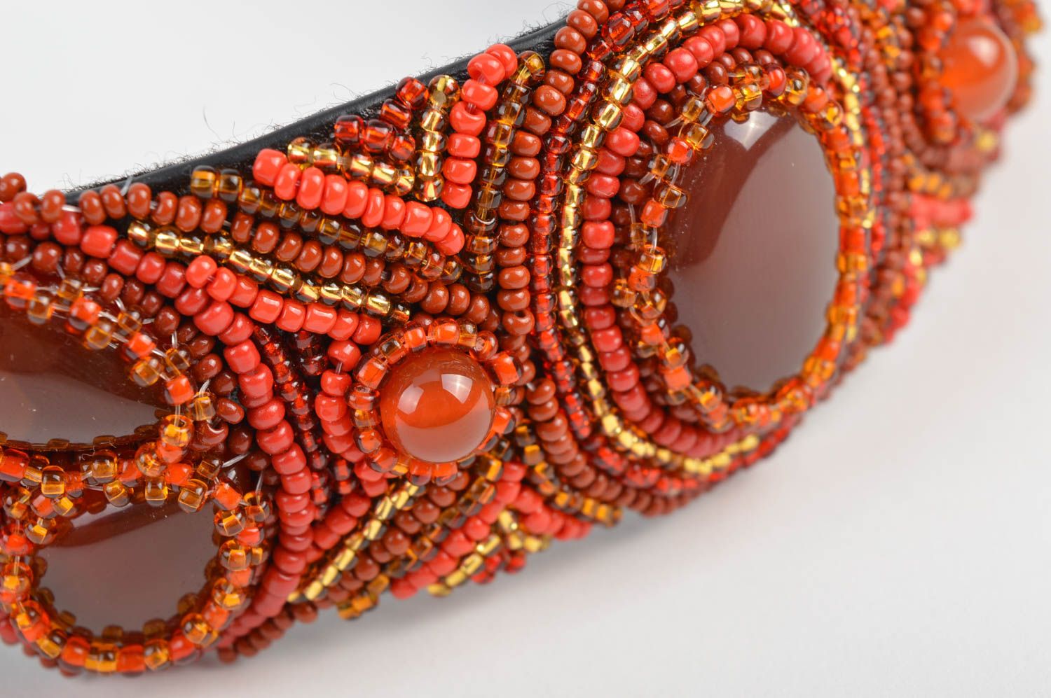 Massive handmade hairband designer beaded jewelry accessories leather hairband photo 5