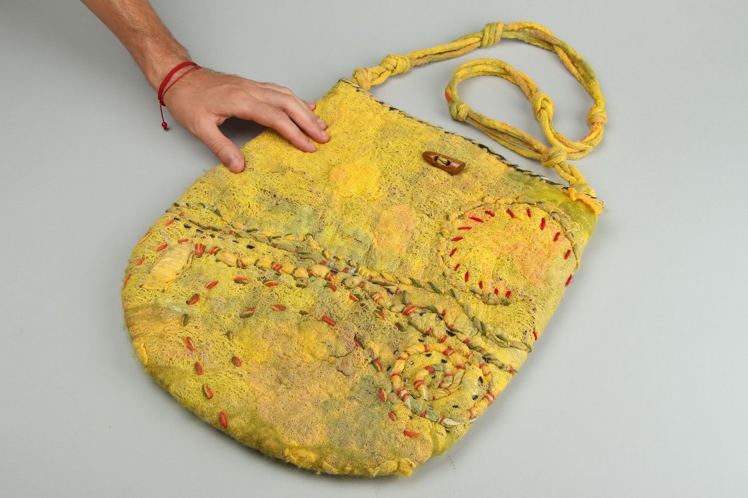 Ethnic bag made of felted wool and gauze Colors of Autumn photo 1
