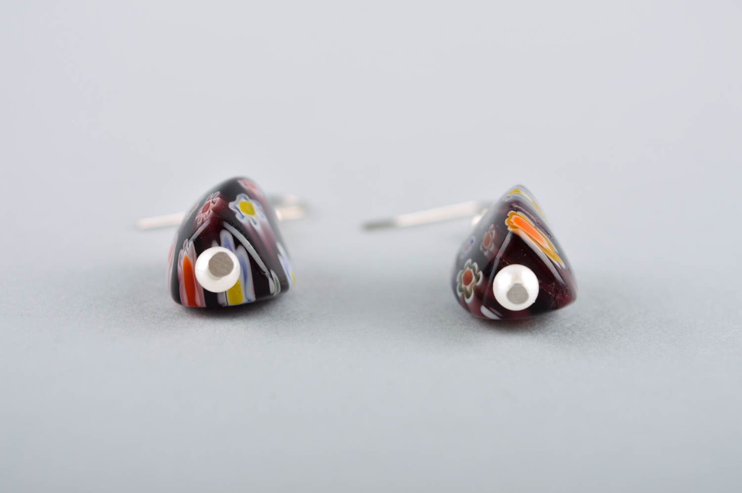 Handmade Glas Ohrringe ausgefallener Ohrschmuck Accessoire für Frauen schwarz foto 4