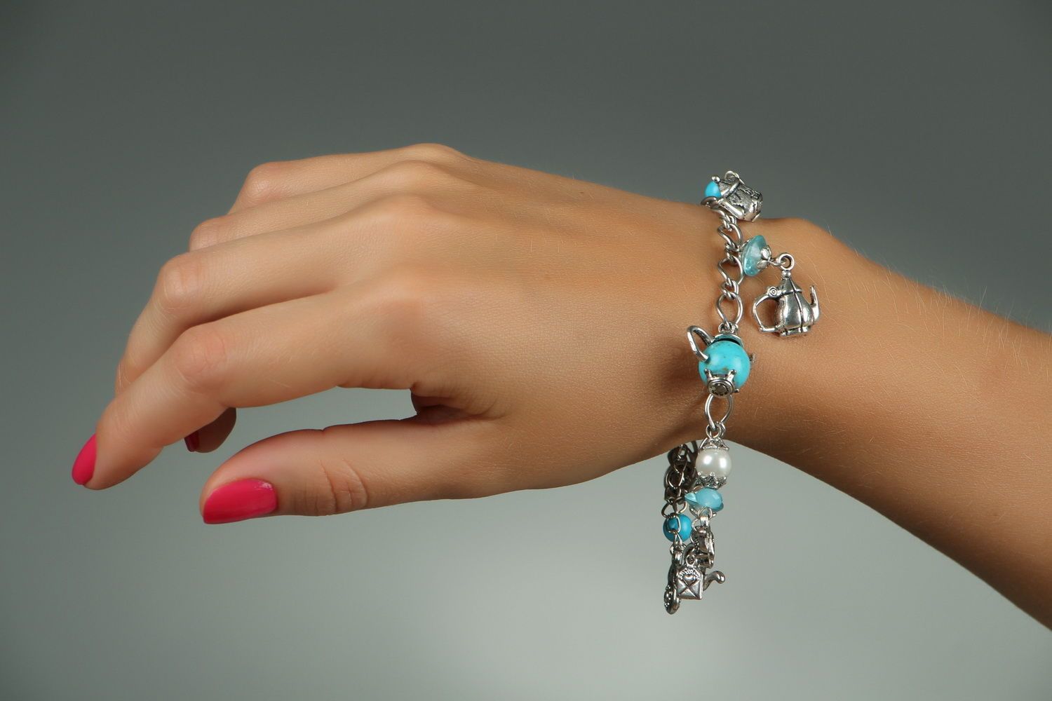 Bracelet avec turquoise et cristal fait main  photo 4