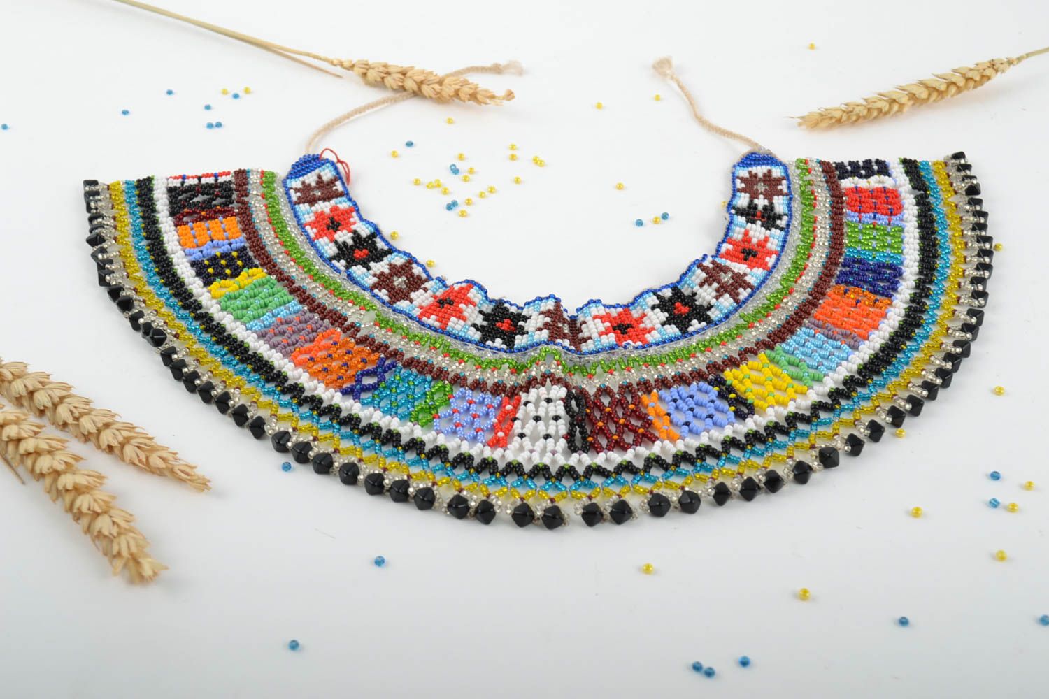 Handmade Collier aus Glasperlen farbenfroh bunt Sommer Halsschmuck Frauen foto 1