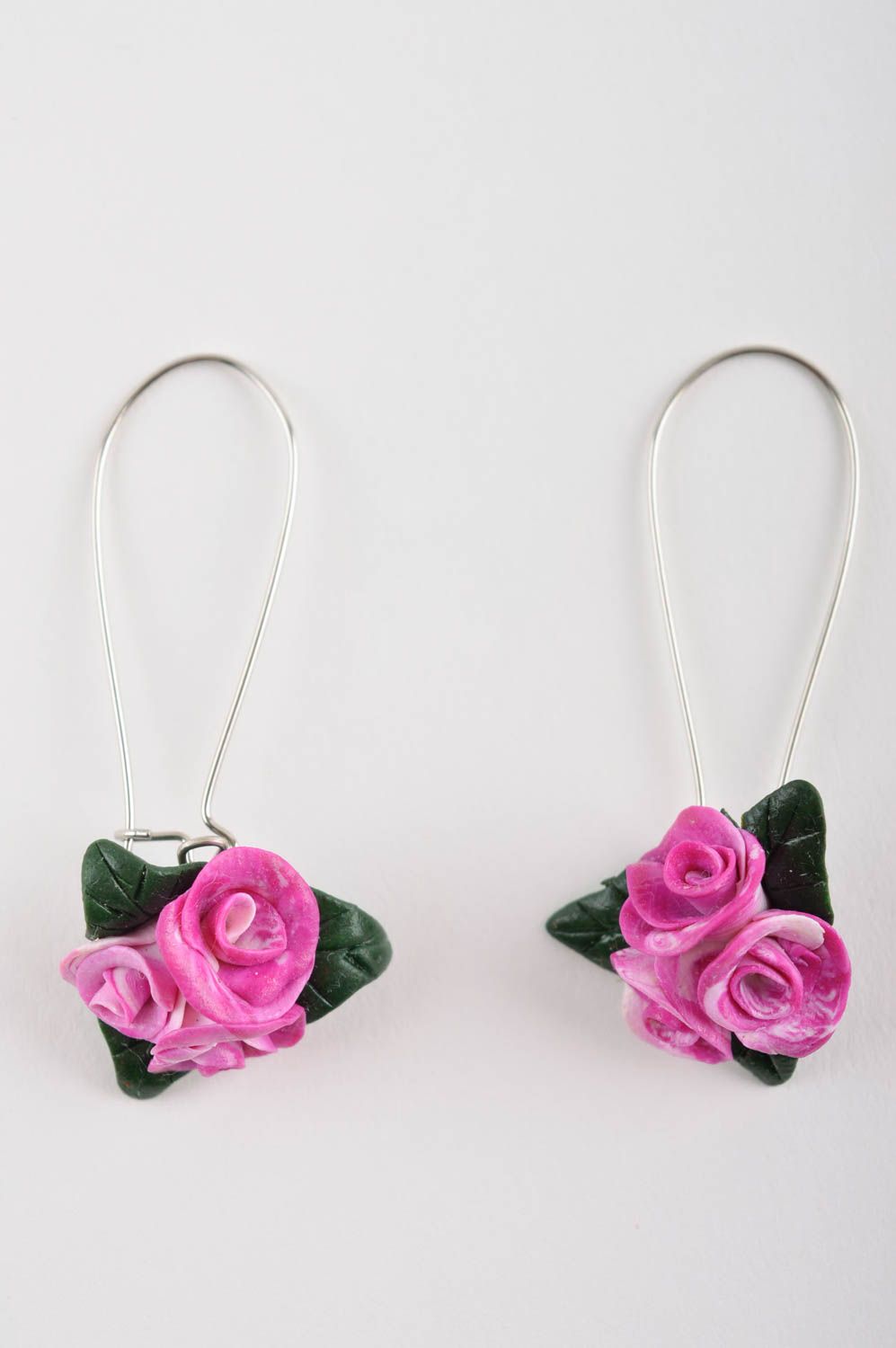 Handmade jewelry polymer clay ring flower earrings delicate stylish pendant photo 5