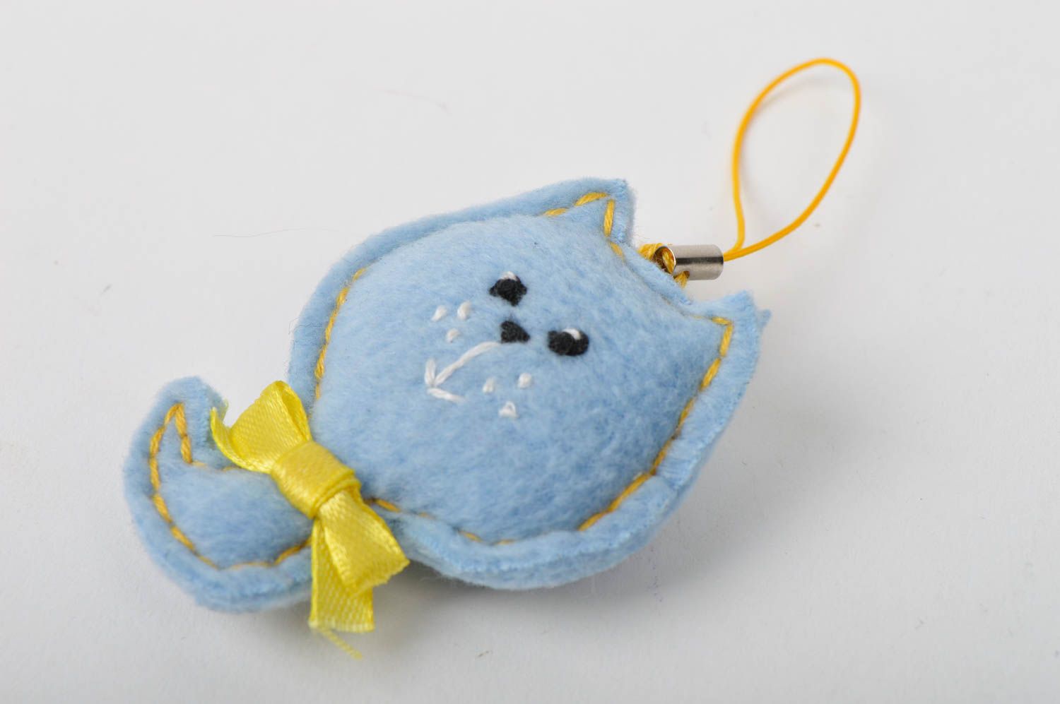 Porte-clé chat bleu Porte-clefs original en tissu polaire Petit cadeau mignon photo 5