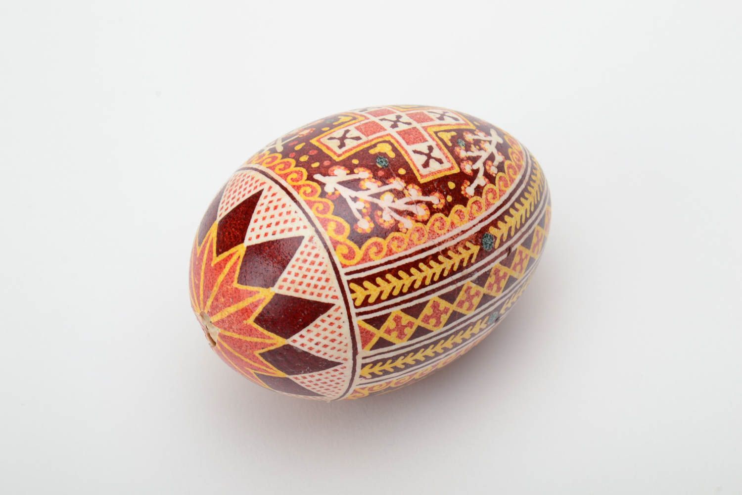 Handmade art painted egg for Easter with church and cross patterns photo 2