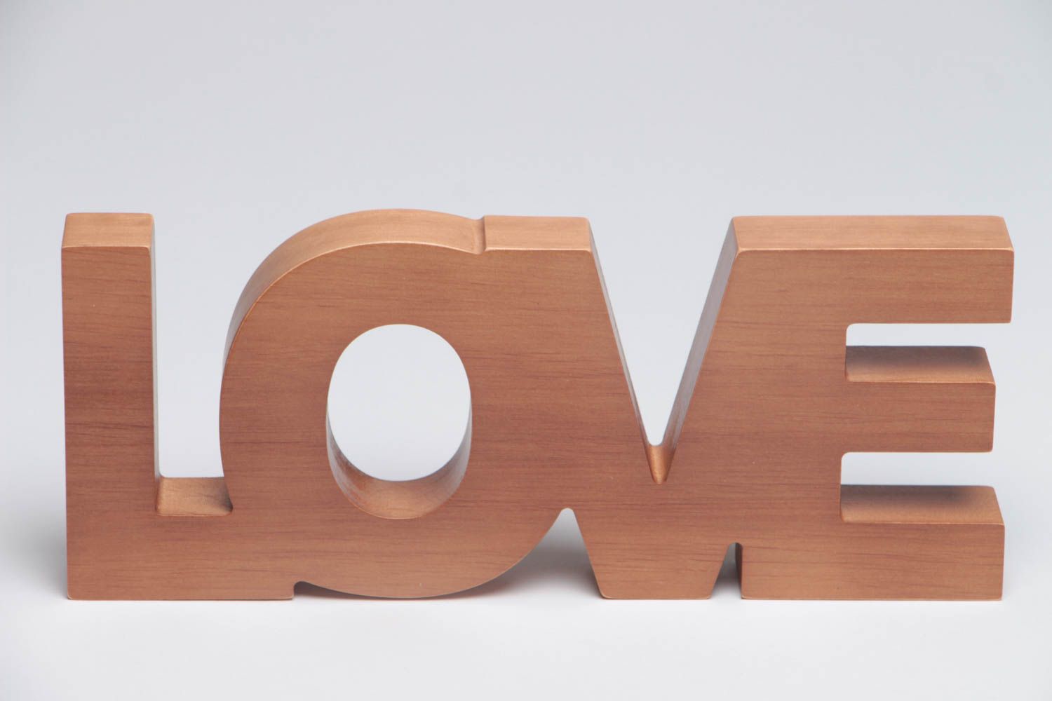Handmade decorative volume brown word Love cut out of alder wood for interior photo 2
