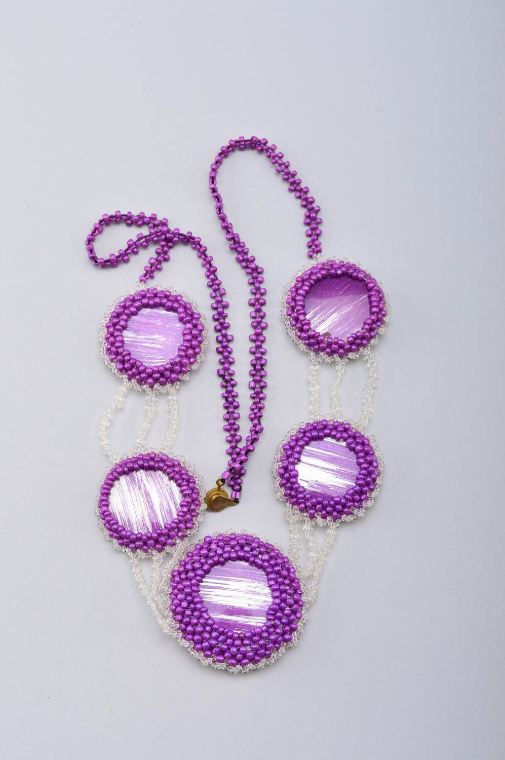 Collier en perles de rocaille Bijou fait main long violet Cadeau pour femme photo 4