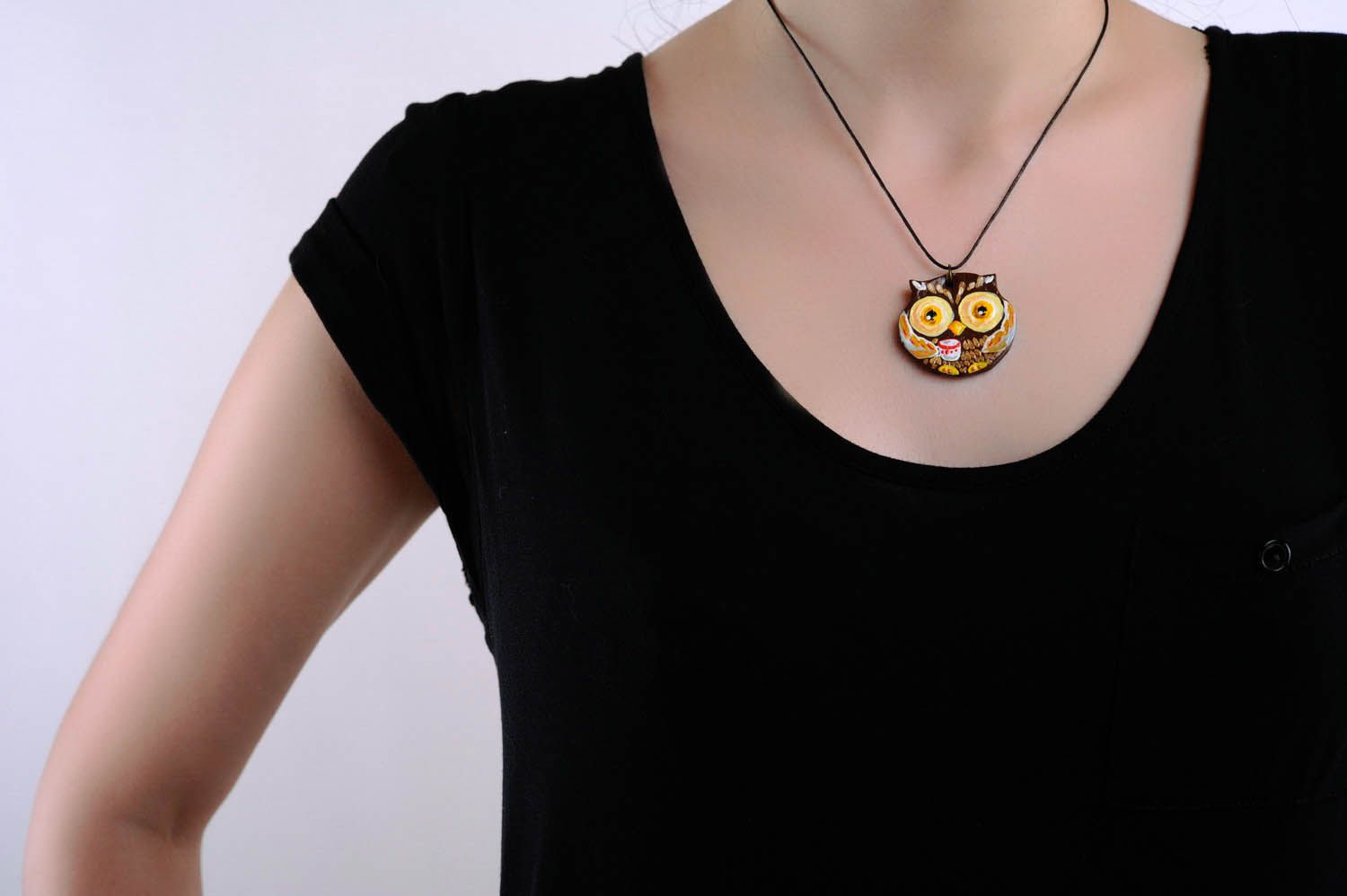 Pendant made ​​of polymer clay Owlet photo 3