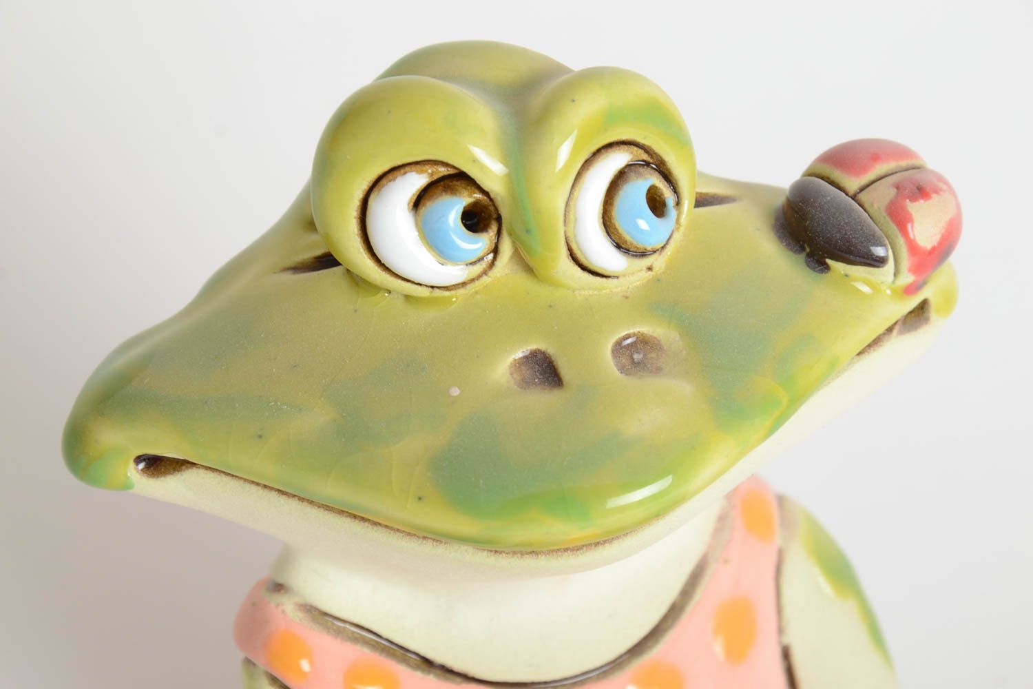 Handmade Deko Dekofigur Frosch ausgefallenes Geschenk Keramik Tischdeko Idee  foto 4
