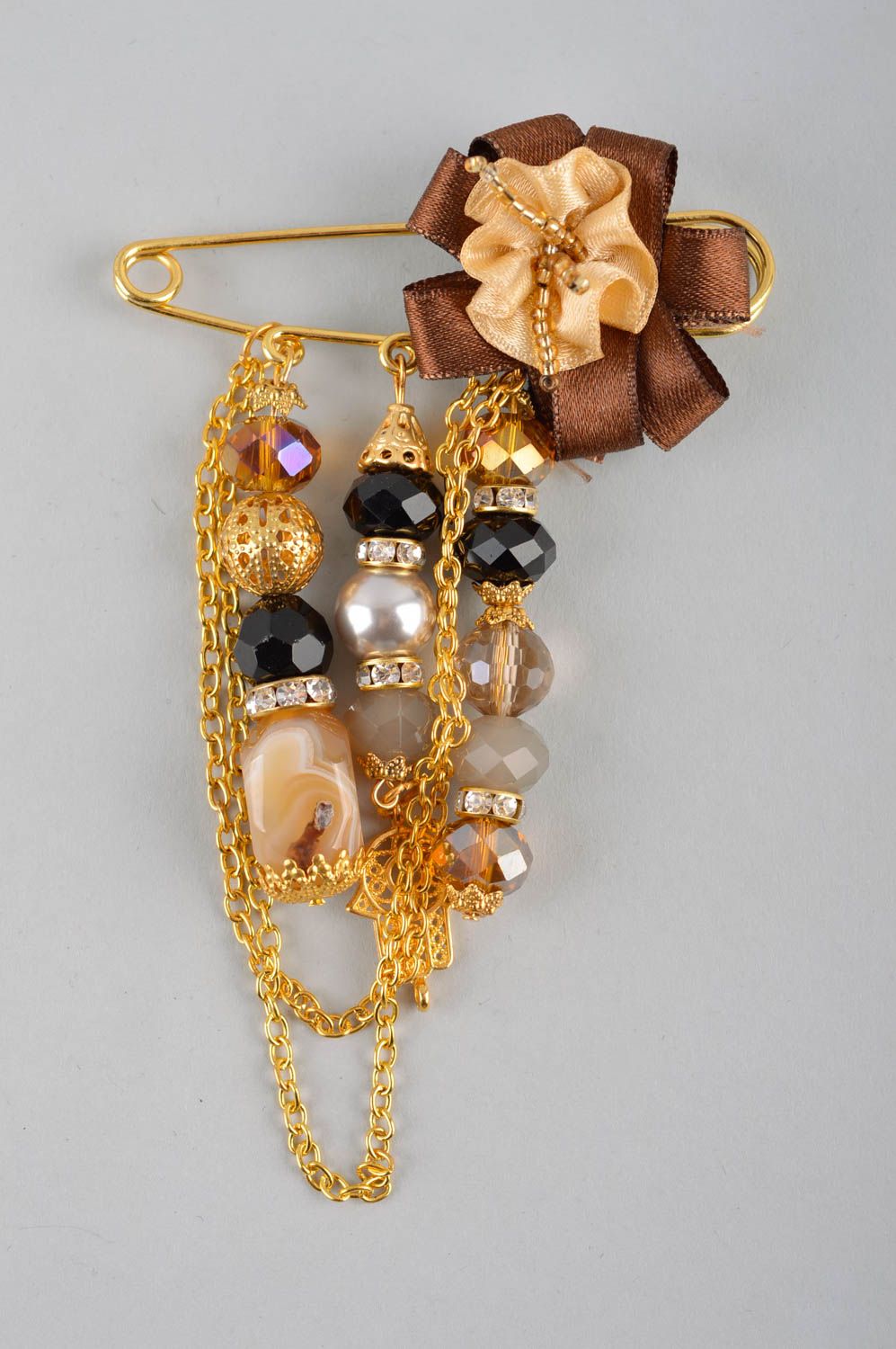 Designer brooch handmade pin accessory unusual beaded brooch accessory for dress photo 2