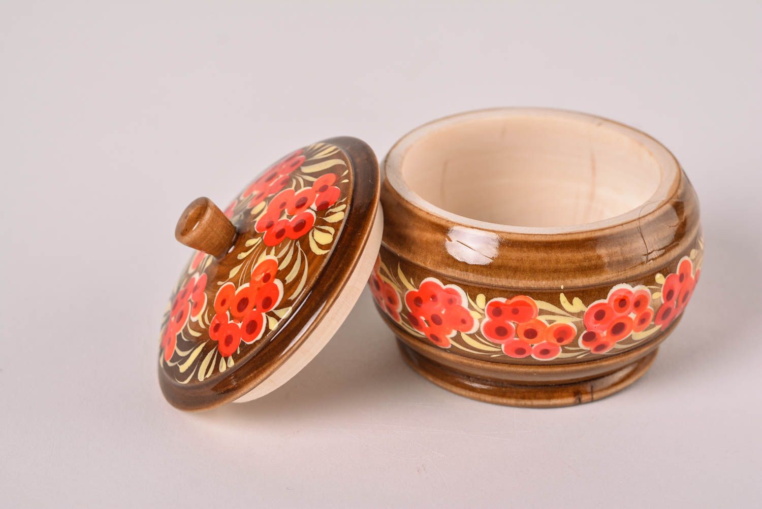 Солонка ручной работы деревянная солонка с росписью красивая дизайнерская посуда фото 3