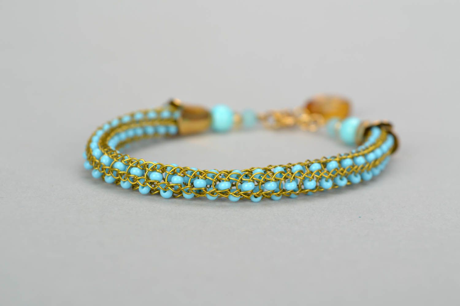 Bracelet en perles de rocaille Turquoise fait main photo 5