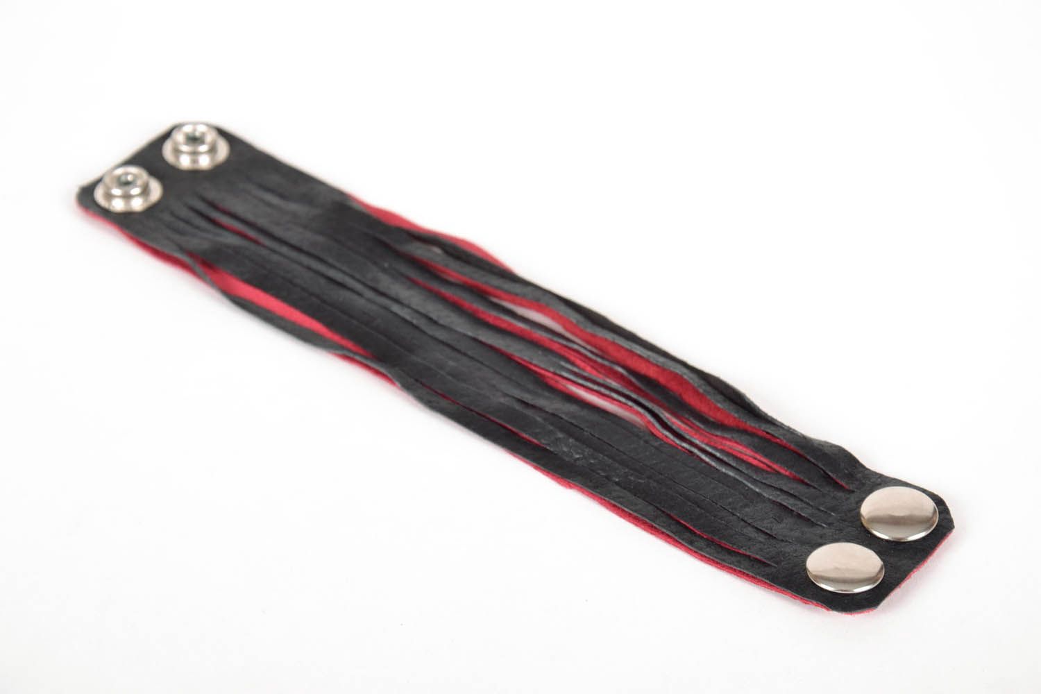 Black and red leather bracelet photo 4