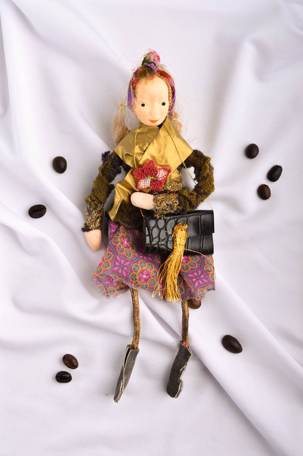 Авторская кукла ручной работы коллекционная кукла с сумочкой кукла для интерьера фото 1