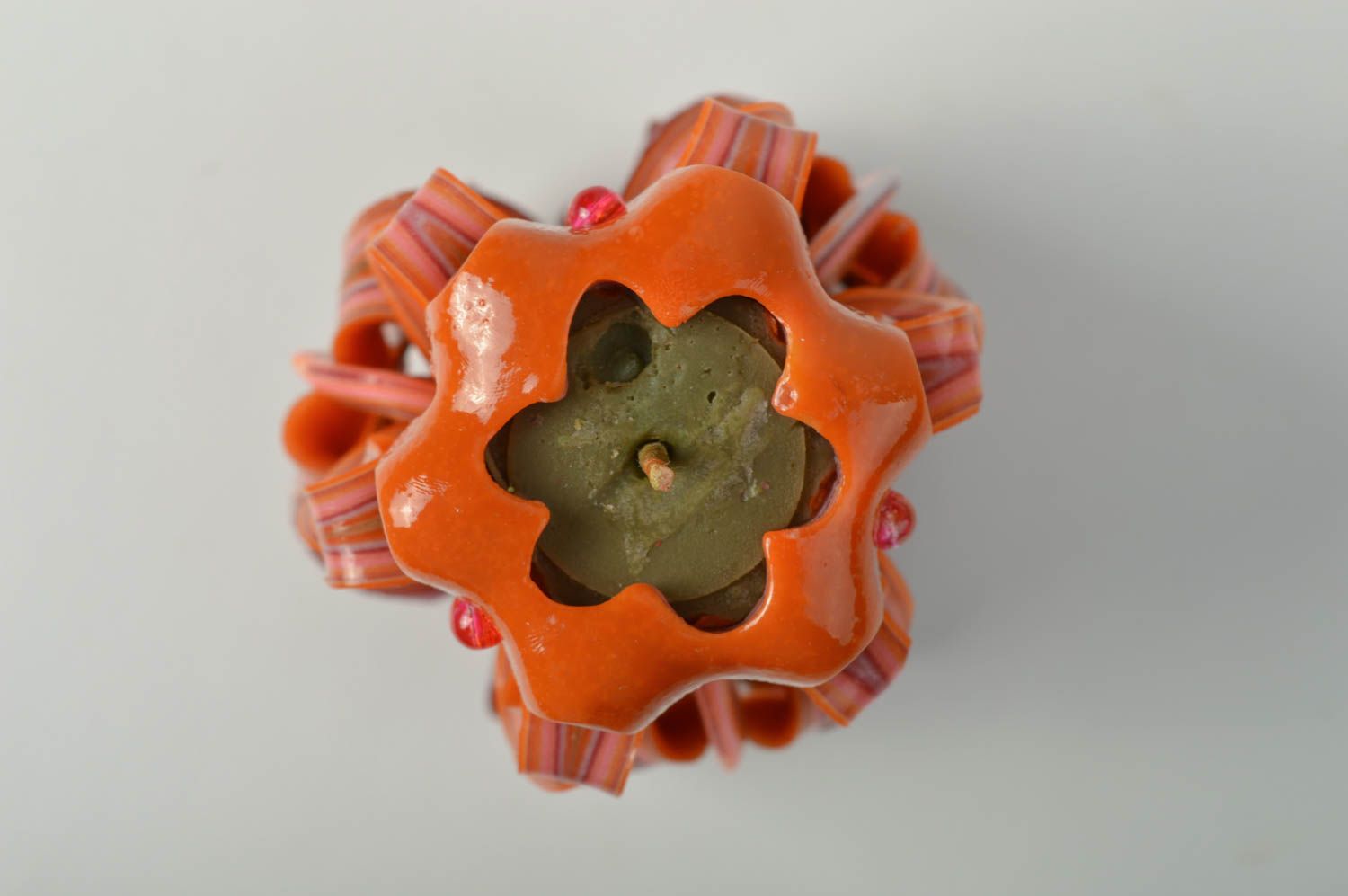 Резная свеча сувенир ручной работы красивая свеча оранжевая цитрусовые фото 4