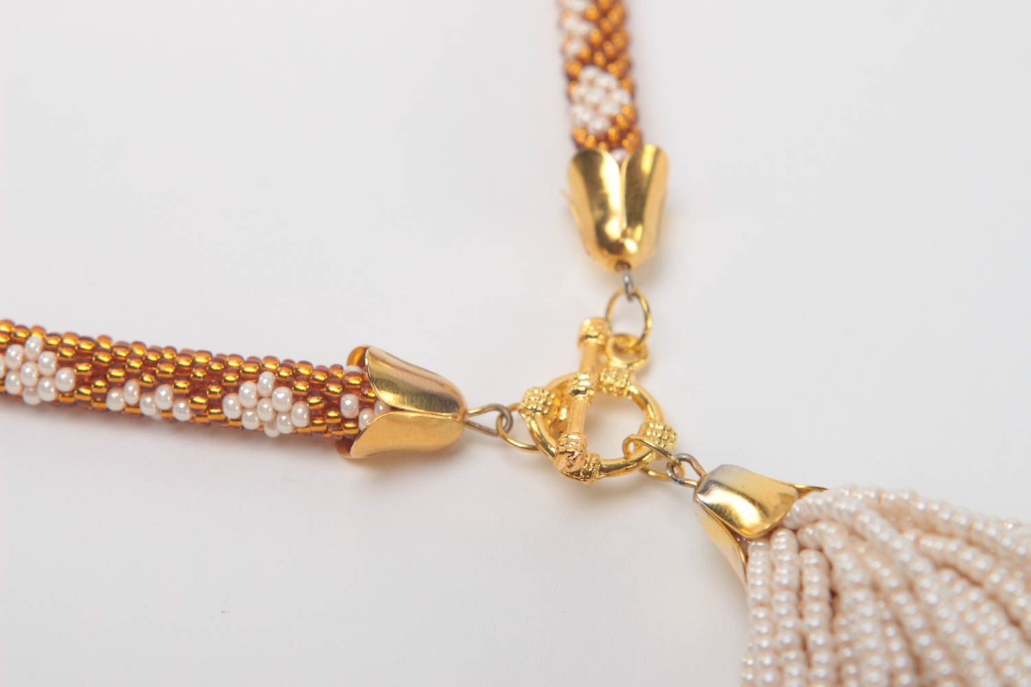 Collier spirale Bijou fait main avec frange perles de rocaille Accessoire femme photo 4