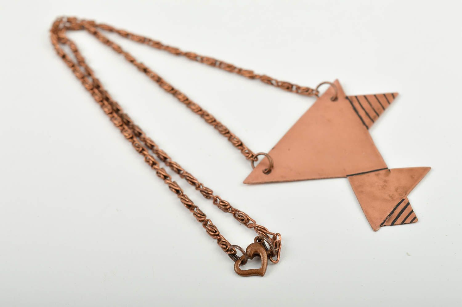 Pendentif en cuivre Bijou fait main géométrique sur chaîne Cadeau femme photo 5