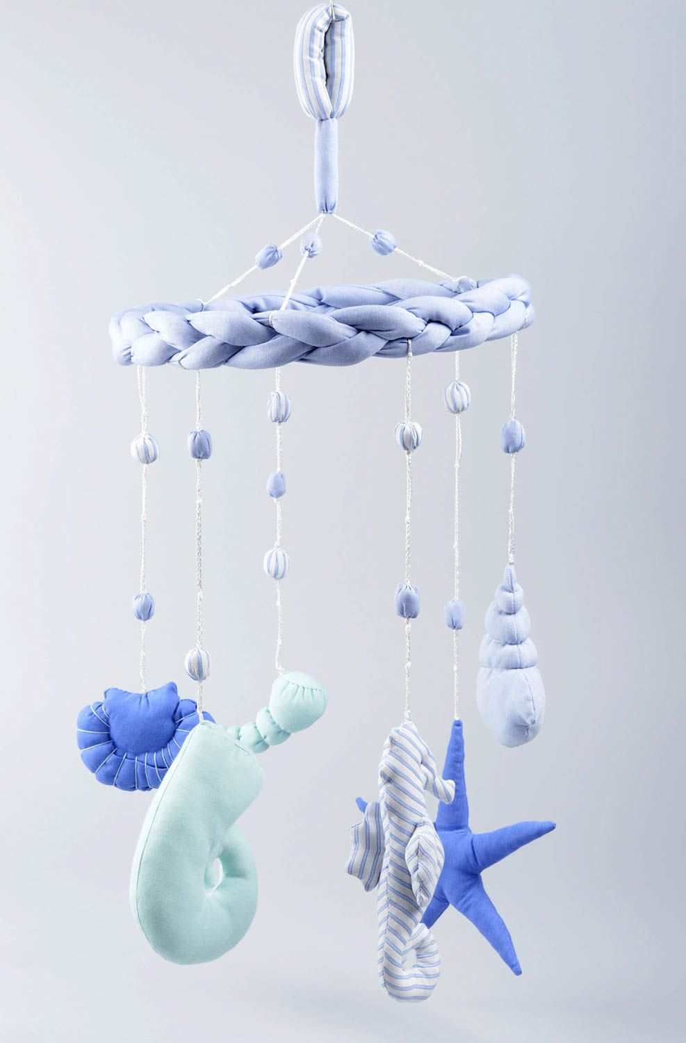 Мобиль на кроватку хэндмэйд игрушка для новорожденного детский мобиль Море фото 10