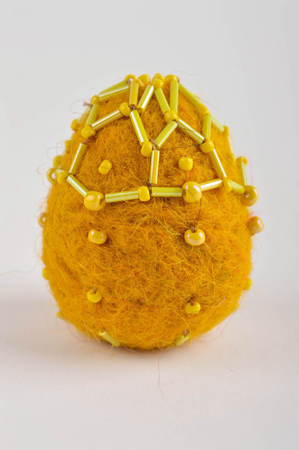 Пасхальное яйцо ручной работы декоративная игрушка домашний декор желтое фото 2