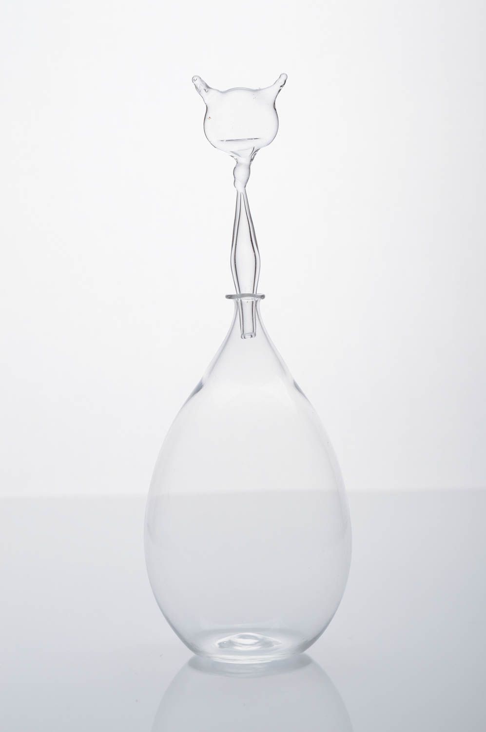 Fiole en verre fait main Flacon vide parfum design original Déco maison Chat photo 1