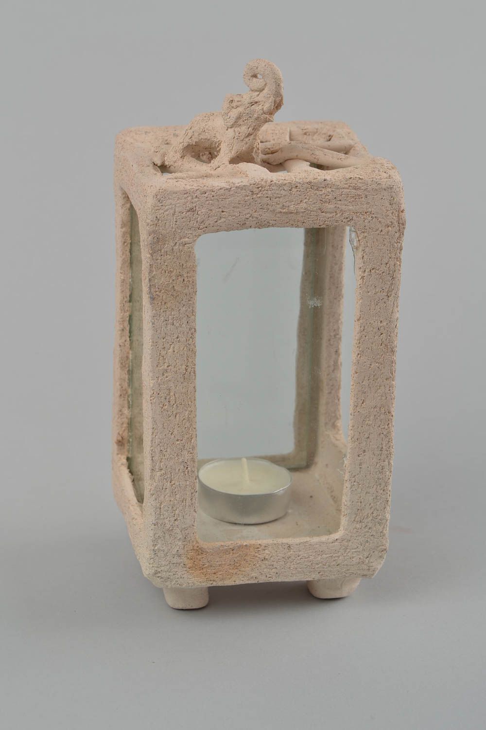 Deko Kerzenhalter handgefertigt Teelichthalter aus Ton Kerzenhalter Keramik foto 5