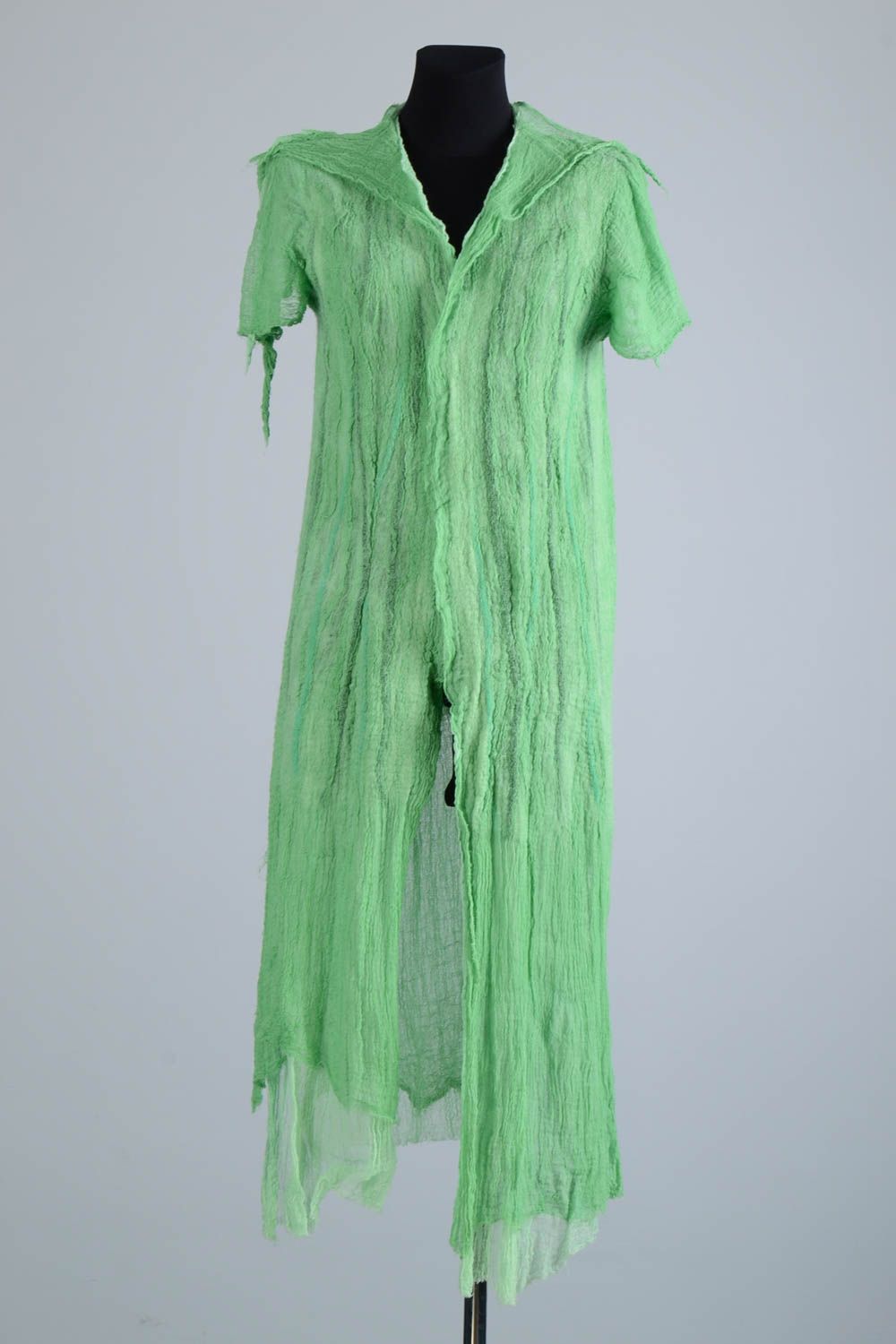 Одежда ручной работы летнее пальто шерстяная накидка женская одежда зеленая фото 1
